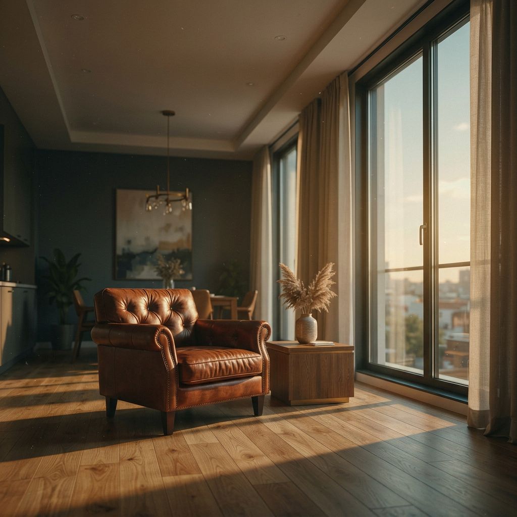 Salón de lujo con sillón Chesterfield de cuero